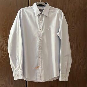 Valentino men’s blue long sleeved dress shirt. Dimensions on description.